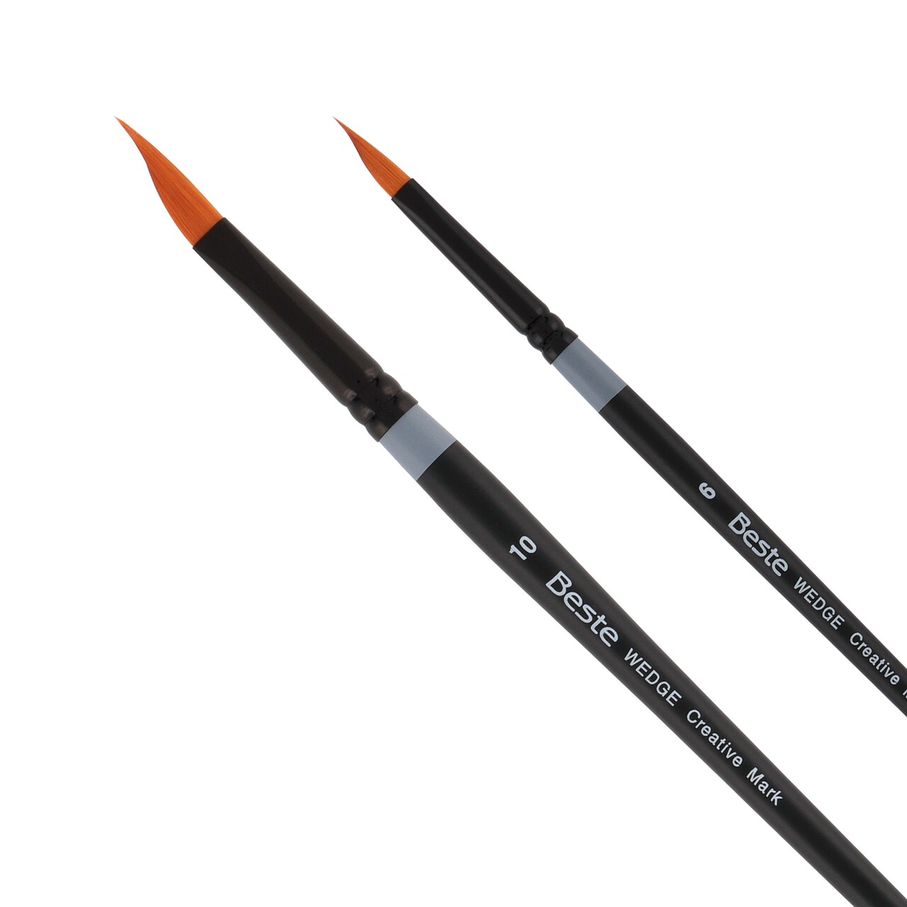 Creative Mark Beste Golden Taklon Wedge Set of 2 Pack Artist Brush, Professional Watercolor Brushes, For Acrylic Painting, Short Handle, Sharp Edges, Hand-Tied & Shaped